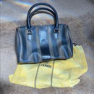 Vintage Fendi Brown Pequin Striped Hand Bag